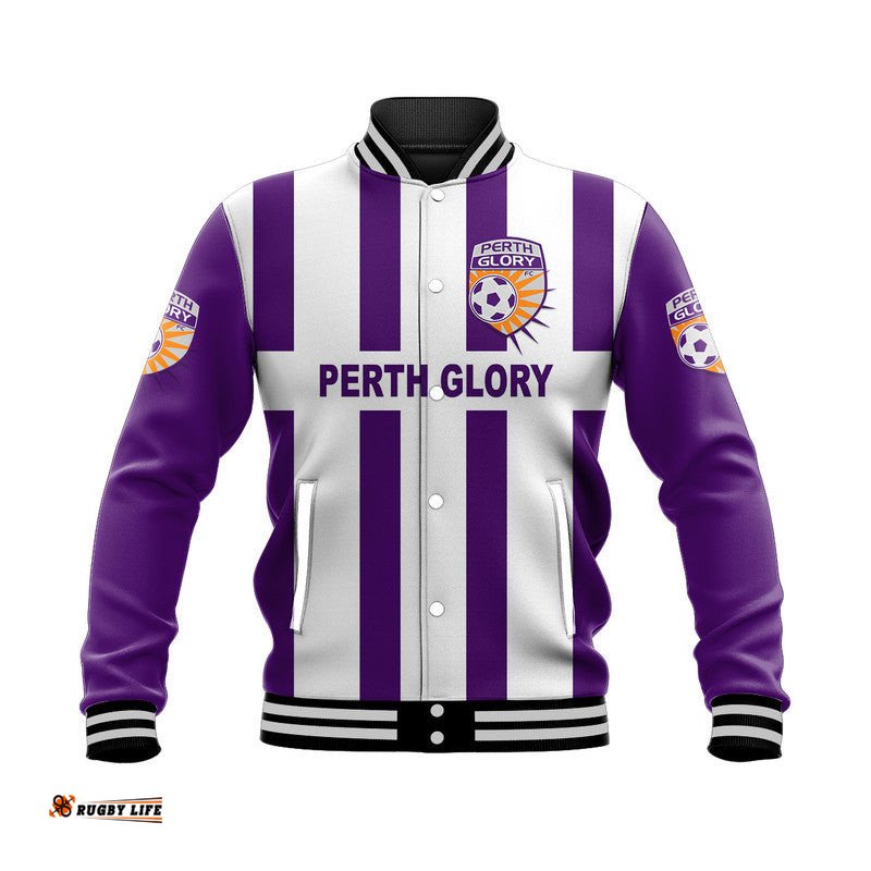 Custom Personalised Perth Glory Baseball Jacket Soccer Club Original Style - White