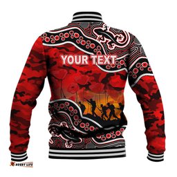 Custom Personalised Anzac Day NRL - Dolphins Baseball Jacket Aboriginal Lizard Patterns