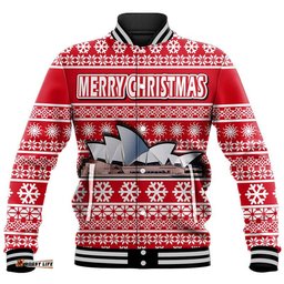 Custom Personalised Australian Sydney Opera House Christmas Vibe With Aboriginal Dot Painting Style Baseball Jacket