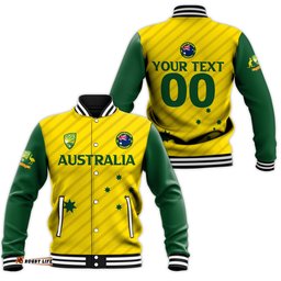 Custom Personalised Australian Cricket Baseball Jacket - National Color