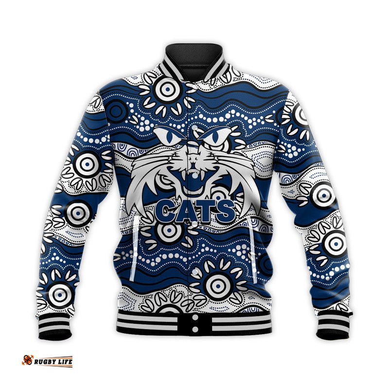 Custom Personalised Geelong Cats Baseball Jacket Aboriginal Version