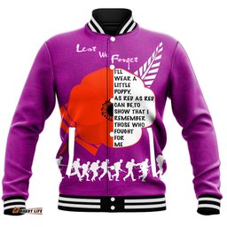Vibe Hoodie Clothing - Custom New Zealand Anzac Red Poopy Purple Baseball Jacket