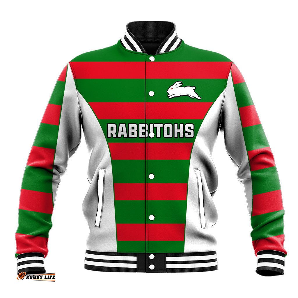 Rabbitohs Rugby Baseball Jacket Go Souths 1908 Sporty Style White