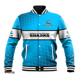 Personalised Sharks Rugby Baseball Jacket Go Sharkies Sporty Version