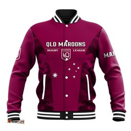 QLD Rugby Baseball Jacket Go Maroons Camouflage Sporty Style