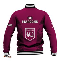 QLD Rugby Baseball Jacket Go Maroons Camouflage Sporty Style