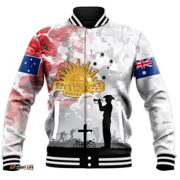 Vibe Hoodie Clothing - Anzac Day Lest We Forget Camouflage & Poppy Baseball Jacket