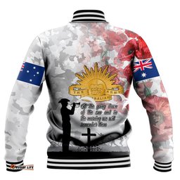 Vibe Hoodie Clothing - Anzac Day Lest We Forget Camouflage & Poppy Baseball Jacket