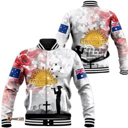 Vibe Hoodie Clothing - Anzac Day Lest We Forget Camouflage & Poppy Baseball Jacket