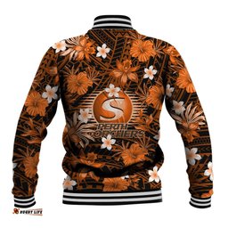 Australian Scorchers Cricket Baseball Jacket Baeuty Pacific Hibiscus and Polynesian Pattern