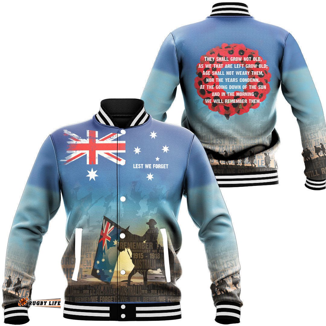 Vibe Hoodie Clothing - Anzac Lest We Forget The Light Horse Baseball Jacket