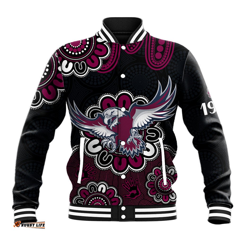 NRL Manly Warringah Sea Eagles Rugby 1946 Aboriginal Baseball Jacket
