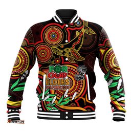 Custom Dolphins Rugby Aboriginal Art Baseball Jacket NAIDOC Indigenous Tribal