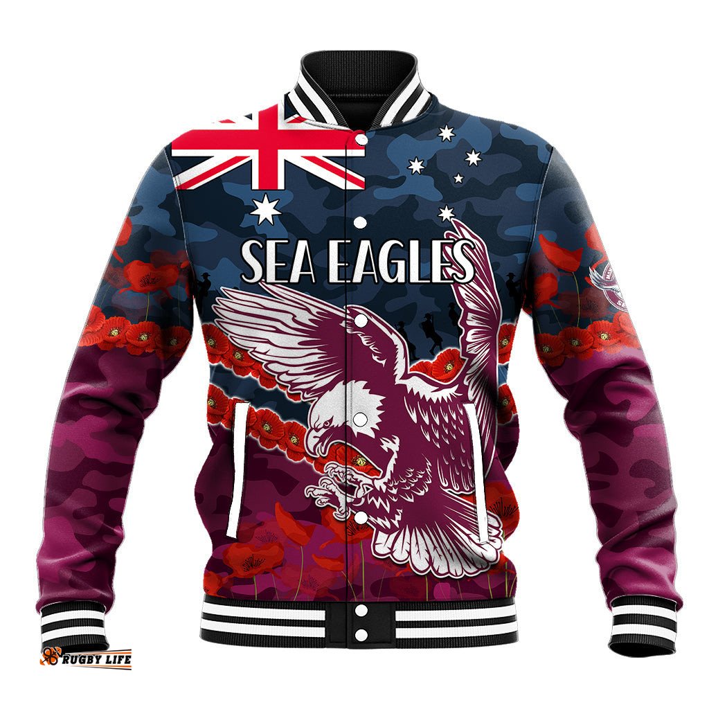 Sea Eagles Rugby ANZAC Baseball Jacket Lest We Forget
