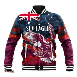 Sea Eagles Rugby ANZAC Baseball Jacket Lest We Forget