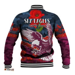 Sea Eagles Rugby ANZAC Baseball Jacket Lest We Forget