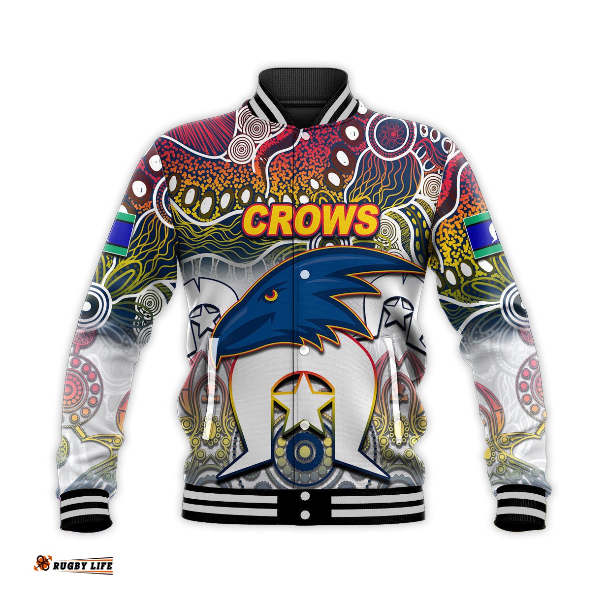 Custom Personalised Crows Australian Football Torres Strait Islanders Mix Aboriginal Baseball Jacket