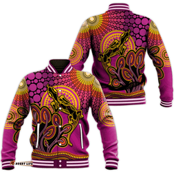 Aboriginal Lizard Baseball Jacket Tree On The Hill Sunshine