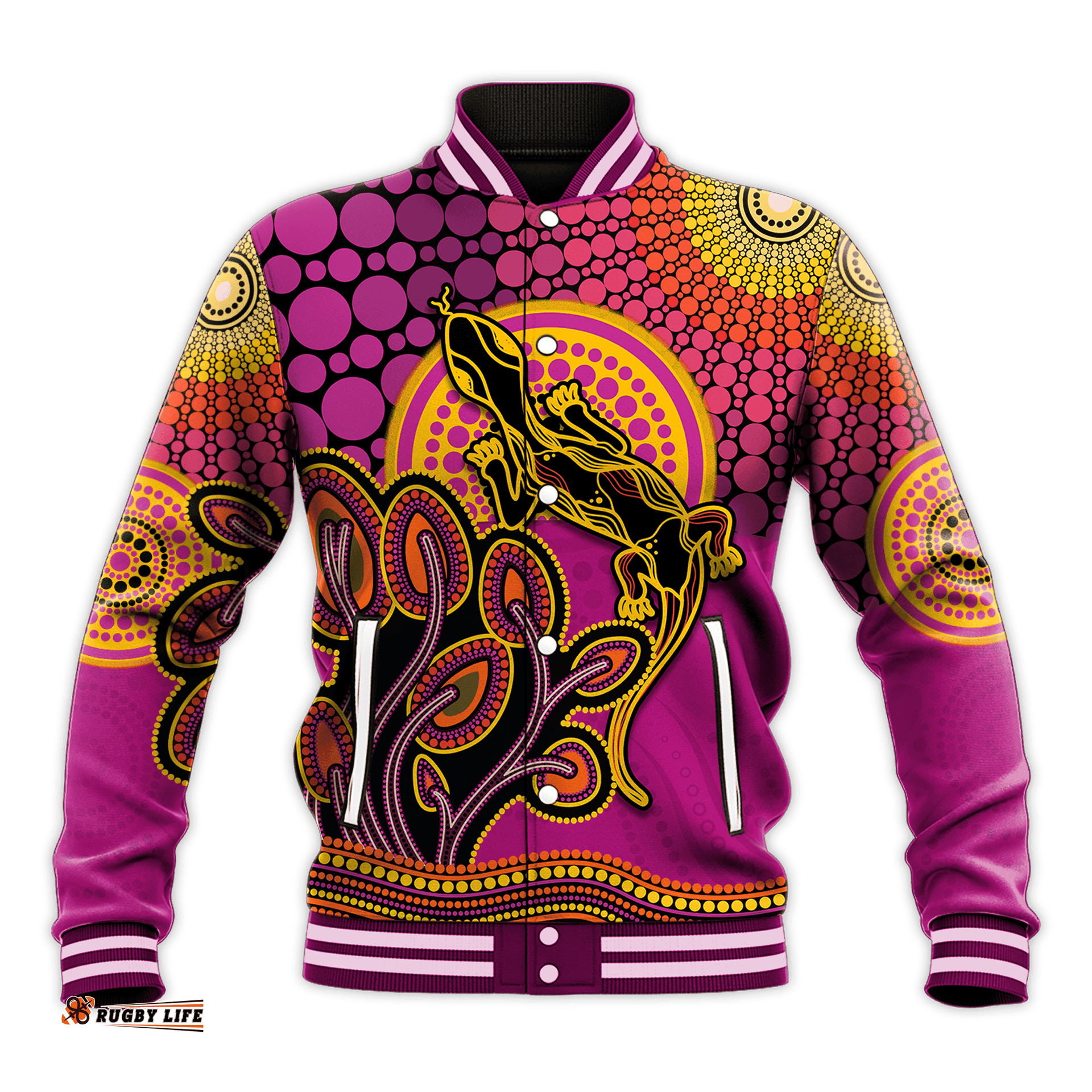 Aboriginal Lizard Baseball Jacket Tree On The Hill Sunshine