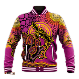 Aboriginal Lizard Baseball Jacket Tree On The Hill Sunshine
