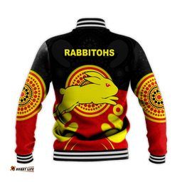 Custom Personalised Rabbitohs Indigenous Baseball Jacket Style Aboriginal Flag