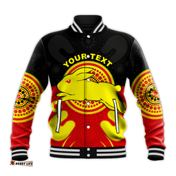 Custom Personalised Rabbitohs Indigenous Baseball Jacket Style Aboriginal Flag
