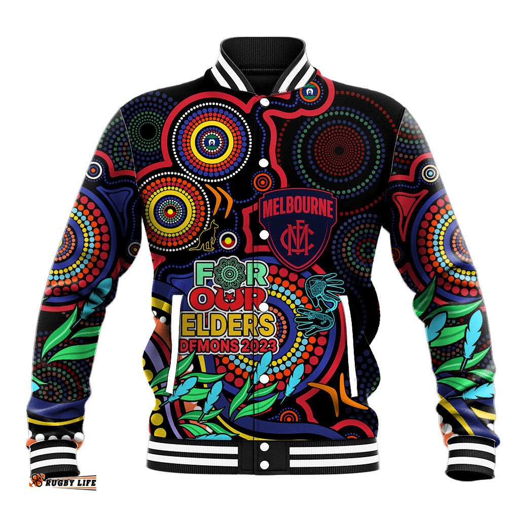 Demons Football Aboriginal Art Baseball Jacket NAIDOC Indigenous Tribal