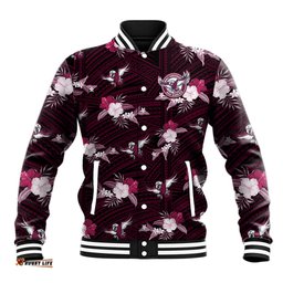 Custom Text And Number Sea Eagles Rugby Baseball Jacket Polynesian Tribal Mix Tropical Hawaiian Style