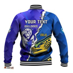 Personalised Bulldogs Mix Parramatta Eels Rugby Baseball Jacket Sporty Version