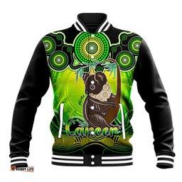 Personalised Australia Cancer Koala Zodiac Baseball Jacket Auz Astrology Aboriginal - Green