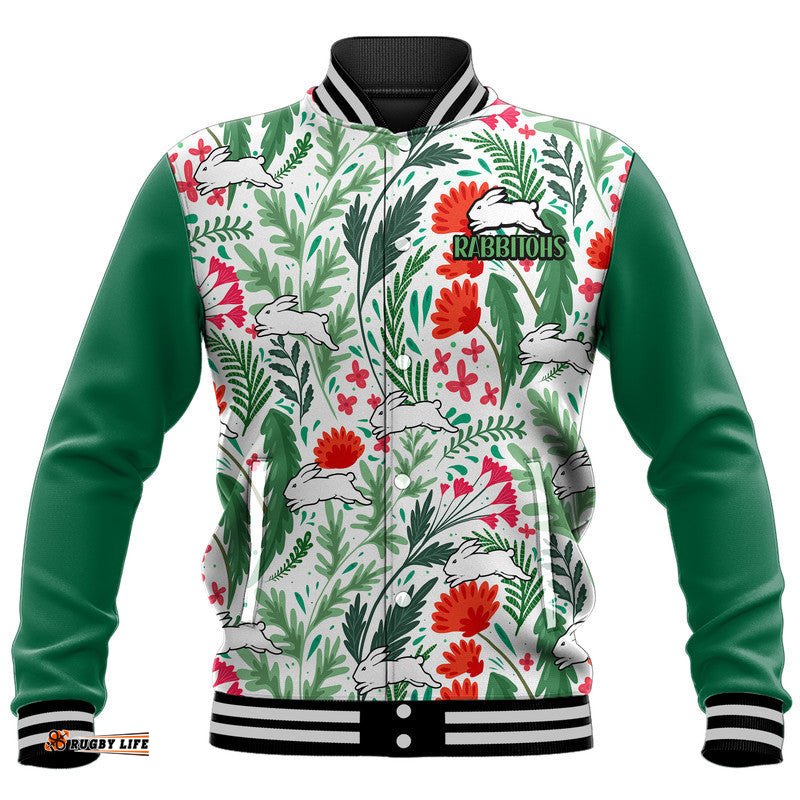 Rabbitohs Poppy Flowers Field Baseball Jacket