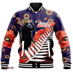 Vibe Hoodie Clothing - Anzac Day Fern & Poppy Baseball Jacket