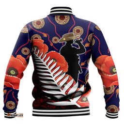 Vibe Hoodie Clothing - Anzac Day Fern & Poppy Baseball Jacket