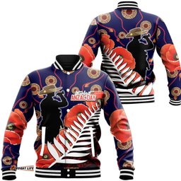 Vibe Hoodie Clothing - Anzac Day Fern & Poppy Baseball Jacket