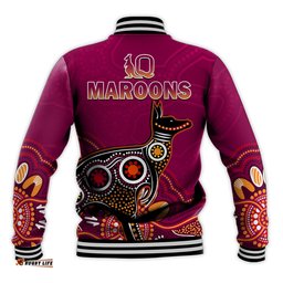 Maroons Rugby Baseball Jacket Queensland Kangaroo Aboriginal Dot Paintings