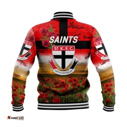 St Kilda Saints ANZAC Baseball Jacket Poppy Vibes