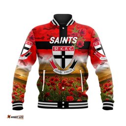 St Kilda Saints ANZAC Baseball Jacket Poppy Vibes