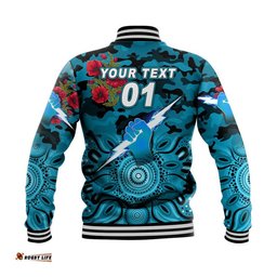 Custom Personalised Port Adelaide Power ANZAC Baseball Jacket Indigenous Vibes