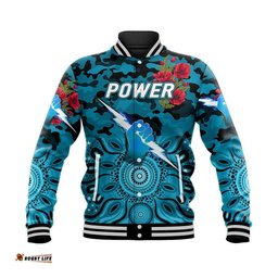 Custom Personalised Port Adelaide Power ANZAC Baseball Jacket Indigenous Vibes
