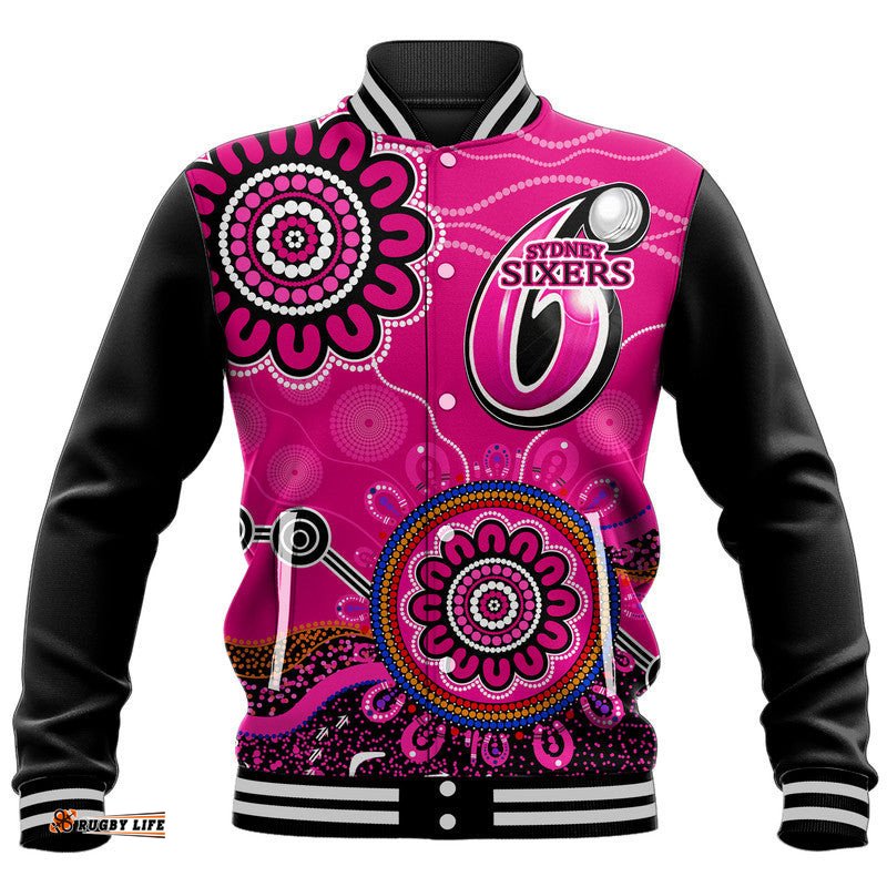 Custom Personalised Sydney Sixers Baseball Jacket Cricket Indigenous Aboriginal