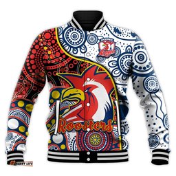 Custom Text And Number Roosters Rugby Baseball Jacket Easts 1908 Aboriginal Artsy Premiers