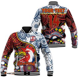 Custom Text And Number Roosters Rugby Baseball Jacket Easts 1908 Aboriginal Artsy Premiers