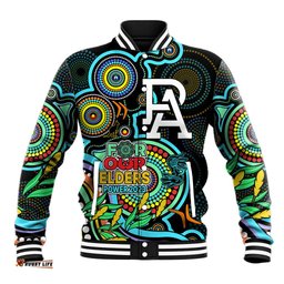 Port Adelaide Football Aboriginal Art Baseball Jacket NAIDOC Indigenous Tribal