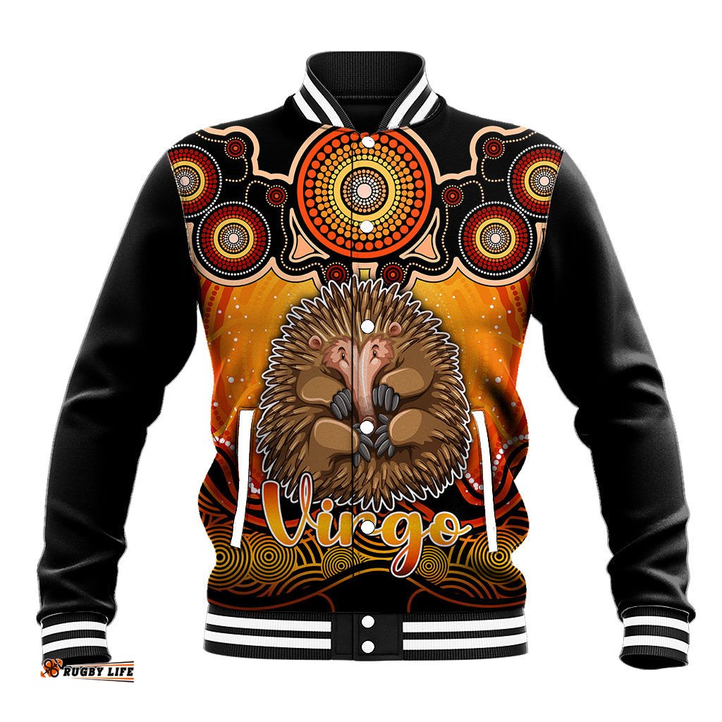 Personalised Australia Virgo Echidna Zodiac Baseball Jacket Auz Astrology Aboriginal - Red