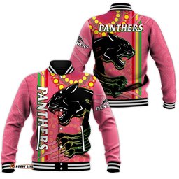 Panthers Rugby Baseball Jacket The Mountain Men Aboriginal Art Dynamic Pink Version