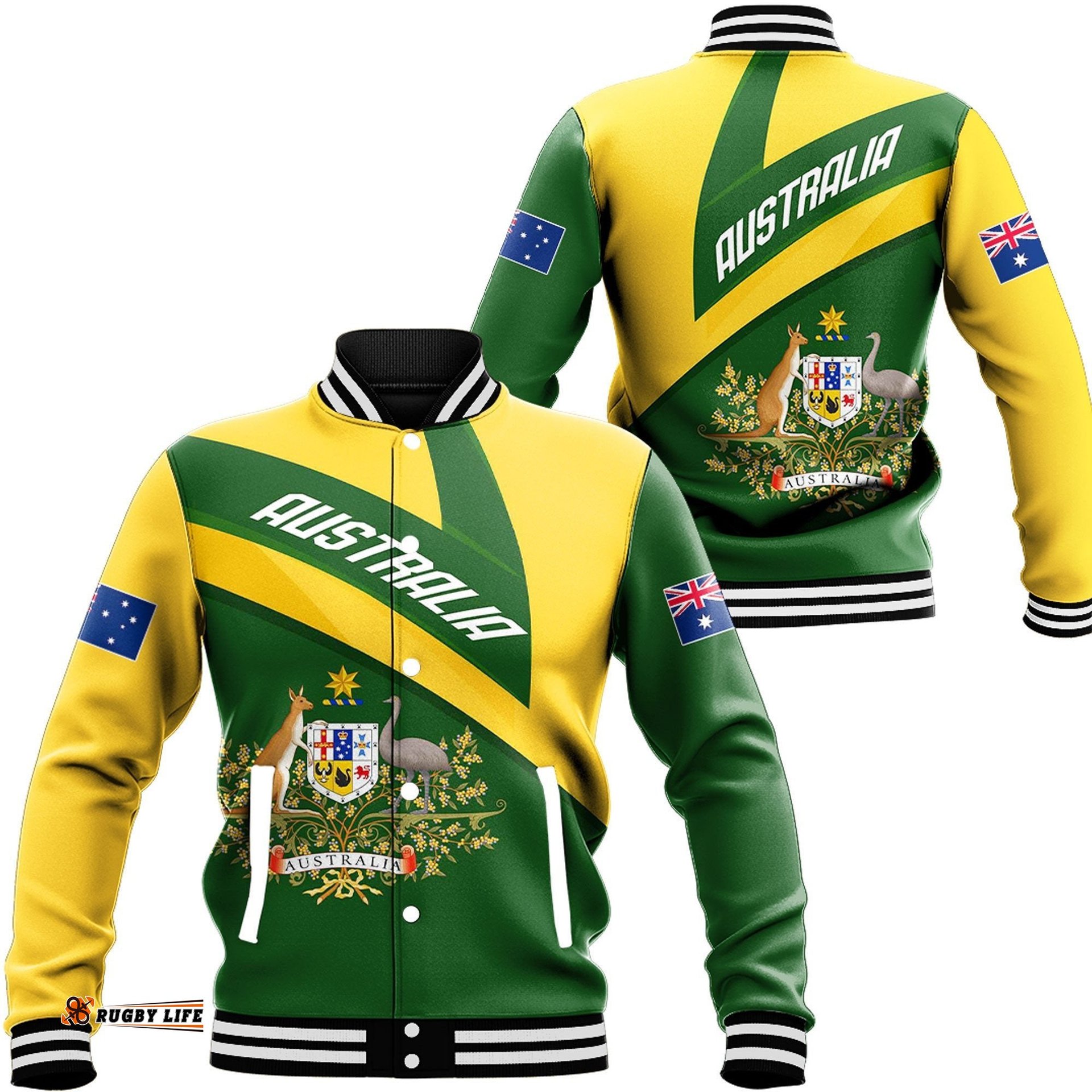 Vibe Hoodie Clothing - Australia Coat Of Arms Active Sport Baseball Jackets