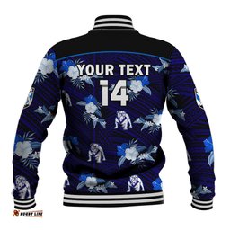 Custom Text And Number Bulldogs Rugby Baseball Jacket Polynesian Tribal Mix Tropical Hawaiian Style