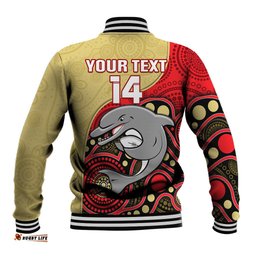 Custom Text And Number Dolphins Rugby Baseball Jacket Phins Up Indigenous Art