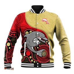 Custom Text And Number Dolphins Rugby Baseball Jacket Phins Up Indigenous Art