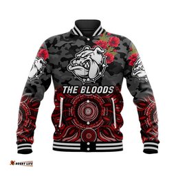 West Football Club Alice Springs ANZAC Baseball Jacket The Bloods Indigenous Vibes - Black